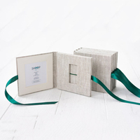 Boîte à photos en tissu de lin pour cadeau de mariage OEM, boîte rigide en carton avec clé USB, emballage rigide avec clé USB