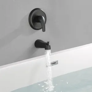 Modrern 3路淋浴分流阀哑光黑色淋浴混合阀隐藏式淋浴阀，带分流器浴缸喷口
