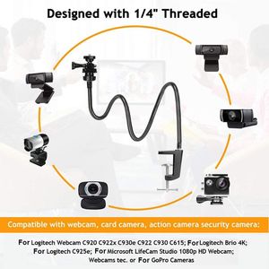 Soporte de abrazadera de cámara KAMPHO, soporte de cámara web <span class=keywords><strong>Logitech</strong></span> flexible, soporte de cuello de cisne para cámara web Brio 4K <span class=keywords><strong>C925e</strong></span> con mordaza de escritorio - Product Image 4