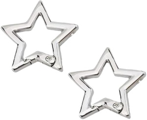 2Pc Fashion Silver Star Shaped Stainless Steel <b>Keychain</b> Clip Carabiner Hook Spring Gate Lock Key Organization <b>Wallet</b> Attachment - Product Image 1