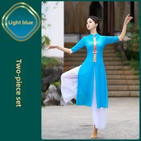Tenue de performance Cheongsam de danse ethnique classique professionnelle avec logo personnalisé pour femme, ensemble 3 pièces en Spandex, vente en gros pour défilé