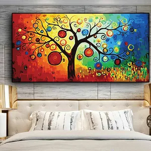 Pintura a óleo abstrata da árvore da vida, posteres escandinavo e impressões, imagem de arte moderna de parede para sala de estar