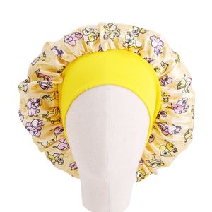 Venta al por mayor de gorros de etiqueta privada, gorros de una sola capa para niños, gorros de satén para dormir para bebés con banda ancha elástica - Product Image 5