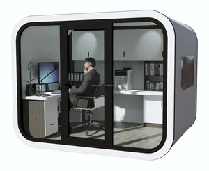 Cabina <span class=keywords><strong>de</strong></span> Oficina con Estructura <span class=keywords><strong>de</strong></span> Acero Ligero, Módulo <span class=keywords><strong>de</strong></span> Trabajo con Muebles Listos para Usar, Mini Jardín, Cabina Apple - Product Image 1