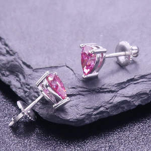 Nouvelles boucles d'oreilles en moissanite de 1 carat, forme poire rose, plaquées or 10K/14K et argent - Product Image 2