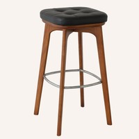 Tabouret de bar moderne de luxe Imes en bois massif et cuir, usage commercial pour café, salon de thé, comptoir de bar