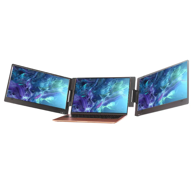 14 inch portable tri screen monitor fhd usb c monitor hd external display for laptop