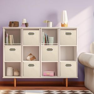 Chân Thành Nhà Máy Hiện Đại Có Thể Gập Lại Vải Lưu Trữ Cube Organizer Vải Màu Be Hộp Lưu Trữ Thùng Gói 6 Kim Loại Xử Lý Cho Tủ Đồ Chơi - Product Image 2