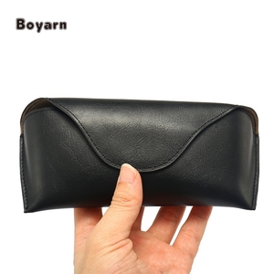 Nouveaux étuis à lunettes de soleil avec logo personnalisé, en cuir PU noir souple, HK-Boyarn HKBY014, unisexe, 173x75x40mm - Product Image 4