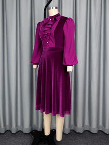 Ocstrade Robe de Soirée de Luxe en Velours à Manches Longues pour Femme, Robe de Créateur Automne-Hiver, Grande Taille Élégante - Product Image 4