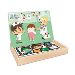 Mainan Dokter Baru Datang Mainan Puzzle Magnetik Kotak Kayu Mainan Anak Gambar DIY Cocok Jigsaw 3D Puzzle Papan Permainan Mainan Pendidikan