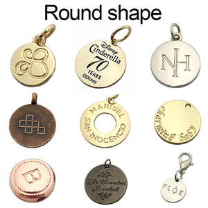 <span class=keywords><strong>Pendentif</strong></span> rond en <span class=keywords><strong>or</strong></span> avec logo gravé, breloques personnalisées pour colliers - Product Image 2