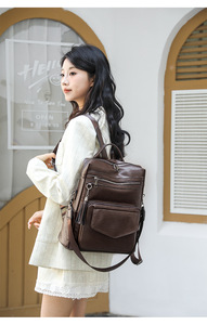 High Quality Women <b>Backpack</b> Purse Fashion Pu Leather <b>Large</b> Designer Travel Bag Ladies Shoulder Bags - Product Image 4