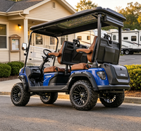 Voiturette de golf de luxe 4 places avec plafond panoramique, éclairage d'ambiance, son surround et longue autonomie de batterie, livraison directe usine