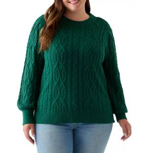 Suéter de cuello redondo para mujer, talla grande, corte clásico, en mezcla de lana merino suave, ideal para la regulación de la temperatura. - Product Image 4