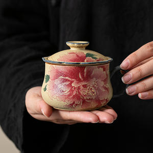 Ensemble tasse et soucoupe en céramique de la série Qianshan, bleu mer de montagne, design unique, artisanal, couleur sous-glaçure, boîte cadeau - Product Image 4