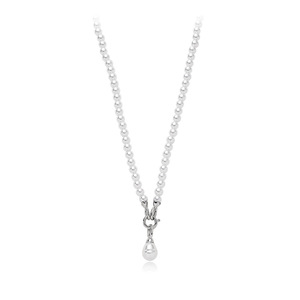 Collier pendentif en fausses perles de qualité AA, perles rondes blanches, charme goutte d'eau en argent 925, pour femme, à porter au quotidien - Product Image 2