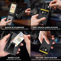 Dompet Lipat Minimalis untuk Pria, Tipis, Anti-RFID, Tempat Kartu Kredit Metal Smart Pop-Up dengan 2 Jendela ID, Muat 8-10 Kartu