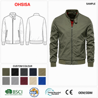 Blouson Bomber Homme Automne Tendance Décontracté Coréen Quotidien Imperméable 100% Polyester Boutons Recouverts Poches
