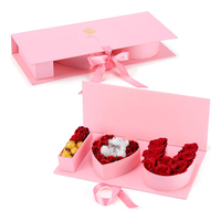 Boîte cadeau en papier personnalisée noire de luxe « Je t'aime » pour la Saint-Valentin, emballage rigide en carton, boîte à fleurs « Je t'aime maman » avec ruban
