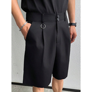 <span class=keywords><strong>Bermuda</strong></span> Estivi da Uomo Casual a Vita Alta, Anti-Piega, Tessuto Solido, Nuovi, Larghi, Gamba Dritta, Traspiranti - Product Image 5
