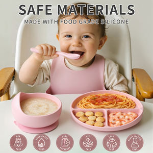 Juego de Alimentación Manual para Bebés de 8 Piezas, Libre de BPA, de Silicona de Grado Alimenticio, Incluye Babero, Cuchara, Tazón, Plato con Ventosa y Vaso para Bebés de 0 a 12 Meses - Product Image 3