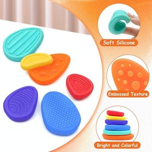 Nouveaux jouets sensoriels Fidget pour enfants adultes 6 pièces Silicone inquiétude pierre jouet de voyage pour <span class=keywords><strong>autisme</strong></span> adolescents se calmer calme anxiété Fidgets - Product Image 2