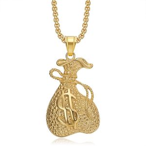 Yunnique-collar con colgante de bolsa de dinero de acero inoxidable con signo de dólar, joyería unisex de Hip Hop, diseño geométrico DZ029 - Product Image 5