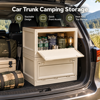 Boîte de rangement pliable et empilable pour le camping, grande capacité, boîte extérieure, organisateur de cuisine de camping, rangement pour coffre de voiture