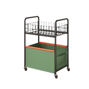 OY-LH Wheeled Storage Rack Rectangle Large Capacity Mobile Snack <b>Cart</b> Living Room Organizer Easy Cleaning <b>Foldable</b> Bookshelf - Product Image 4