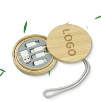 Ensemble de câbles de données de type Micro USB C 3 en 1 à charge rapide portable 60W avec boîte de rangement en bambou et kit de clips coffret cadeau promotionnel
