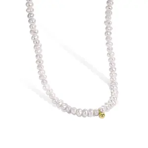 Dylam女性优雅设计925纯银镀铑贝壳珍珠项链无光泽防过敏精品珠宝