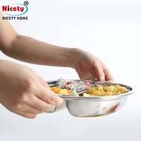 Plateau de cantine scolaire en acier inoxydable/titane durable, compartiments pour aliments, vaisselle, hôtels, assiettes à dîner polies