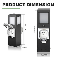Colonne d'alimentation extérieure verticale étanche IP66, double prise, design personnalisé avec prises standard US/EU/UK/AU pour jardin, caravane, marina