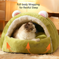 Plüschiges Weiches Tierförmiges Raupen-Katzenbett Dreieckige Form Winter Komfortabel Warm 100% Baumwolle für Katzen und Kätzchen