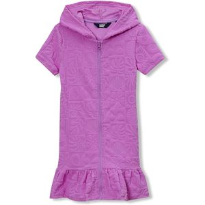 Robe de plage FOXA pour filles, en tissu éponge, avec fermeture éclair sur le devant, manches courtes, texture gaufrée, silhouette droite, maillot de bain - Product Image 1