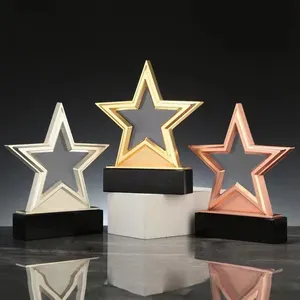 Noble Metal Star con cristal Logotipo personalizado a medida Regalo de negocios Craft Trophy Awards