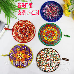 แผ่นรองจานไม้ก๊อกทรงกลมฝูเจี้ยน ลายแมนดาลา ป้องกันความร้อน ขอบเชือกสีเขียว ซัมเมอร์ 2021 รุ่น 20201116 - Product Image 2