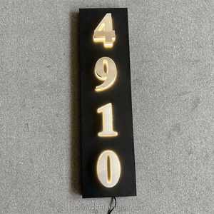 Signe de chiffres et de <span class=keywords><strong>lettres</strong></span> en acier inoxydable 3D Lumière lumineuse <span class=keywords><strong>Plaque</strong></span> de numéros de maison en métal rétroéclairé Numéros de maison à LED éclairés - Product Image 3