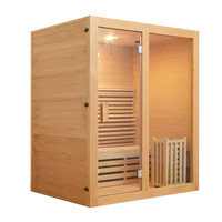 Kabinet Sauna uap tradisional Kanada impor untuk 1-4 orang kayu merah Solid rumah luar ruangan dengan pemanas kompor