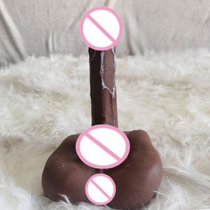 Интимная игрушка YAQU унисекс: реалистичный дилдо из жидкого силикона с венами, большой анальный отверстий, для мастурбации взрослых, плоское основание - Product Image 5