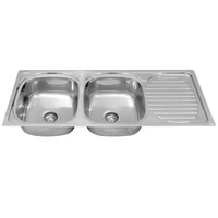 Éviers de cuisine en acier inoxydable SUS201 à double bac, série Plate Basin, prix de gros usine - Fregaderos De Cocina 11048