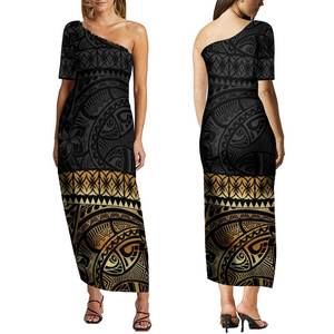 Tendencia de moda elegante un hombro Club fiesta vestido de graduación flor hawaiana diseño Tribal polinesio lujo Delgado largo Maxi vestidos - Product Image 2