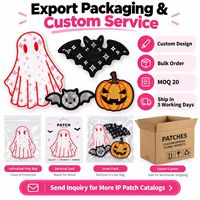 Patch brodé thermocollant pour enfants, motif chauve-souris, fantôme, citrouille, étoile, idéal pour fêtes d'Halloween, vente en gros