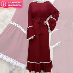 6770#B Versatile Bubble Chiffon New Dress Splice Pretty White Flower Lace With Front Zipper and Side Pockets Classy Women Dress - Product Image 1