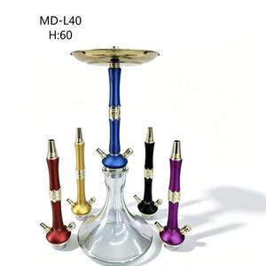 Set de Hookah de Aleación de Aluminio de 60 cm, Pipa de Shisha Moderna con 5 Opciones de Color de Varilla, Acabado Espejo para Bar y Viajes - Product Image 1