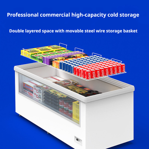 Congélateur coffre commercial à température unique avec couvercle en verre <span class=keywords><strong>et</strong></span> affichage horizontal, à économie d'énergie, pour supermarché <span class=keywords><strong>et</strong></span> aliments surgelés - Product Image 3