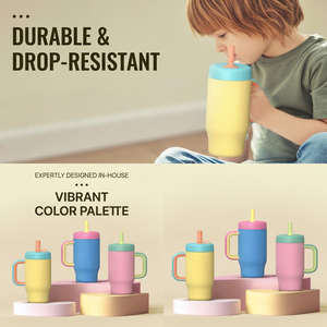 Vaso Térmico de Acero Inoxidable con Tapa, Pajita de Silicona y Asa Ergonómica, Taza de Viaje para Bebidas Frías y Calientes - Product Image 4