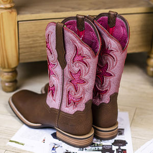 Modische Cowboystiefel aus Echtem Leder für Damen, Goodyear-Rahmengenäht mit Quadratischer Spitze, Wüstenschuhe, Flache Western-Stiefeletten, Arbeitsschuhe - Product Image 3