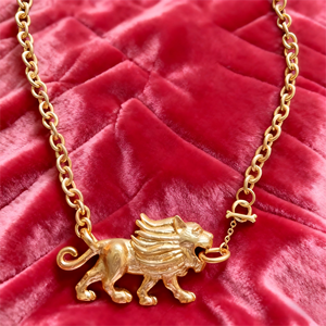 Schiaparelli perhiasan tidak pudar kuningan 18k berlapis emas Leo dari konstelasi liontin mode kalung kustom perhiasan - Product Image 6